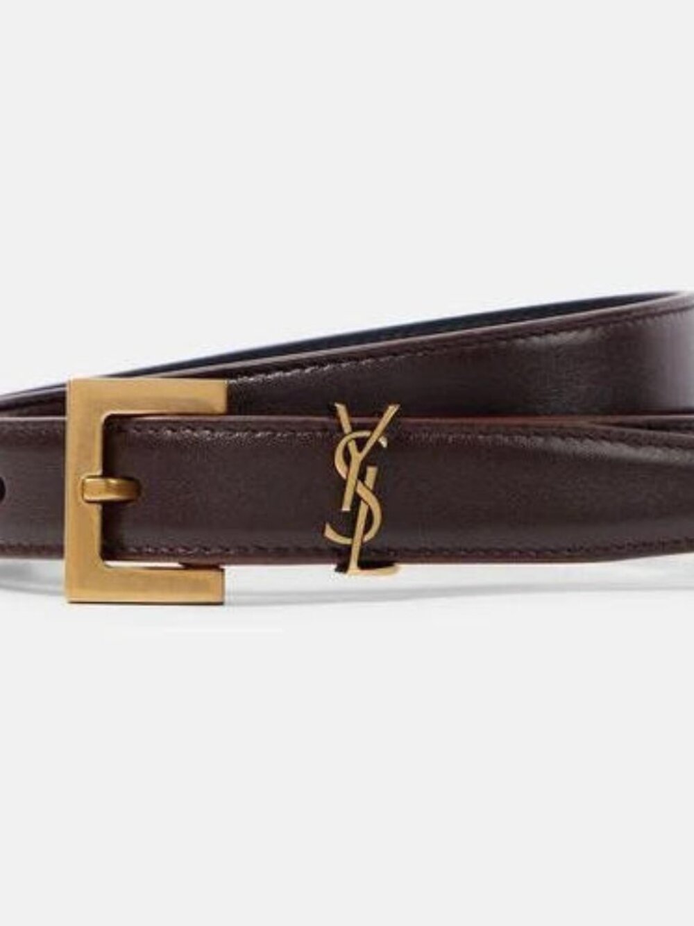 Saint Laurent Dark Brown Belt 90cm - Gold YSL Buckle with Box & Dust Bag - Picture 2 of 6